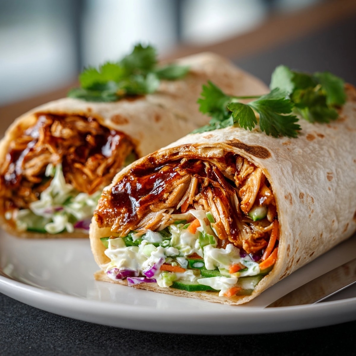 Easy BBQ Chicken Pickle Slaw Wraps recipe—imagine the sweet BBQ and tangy slaw flavors.