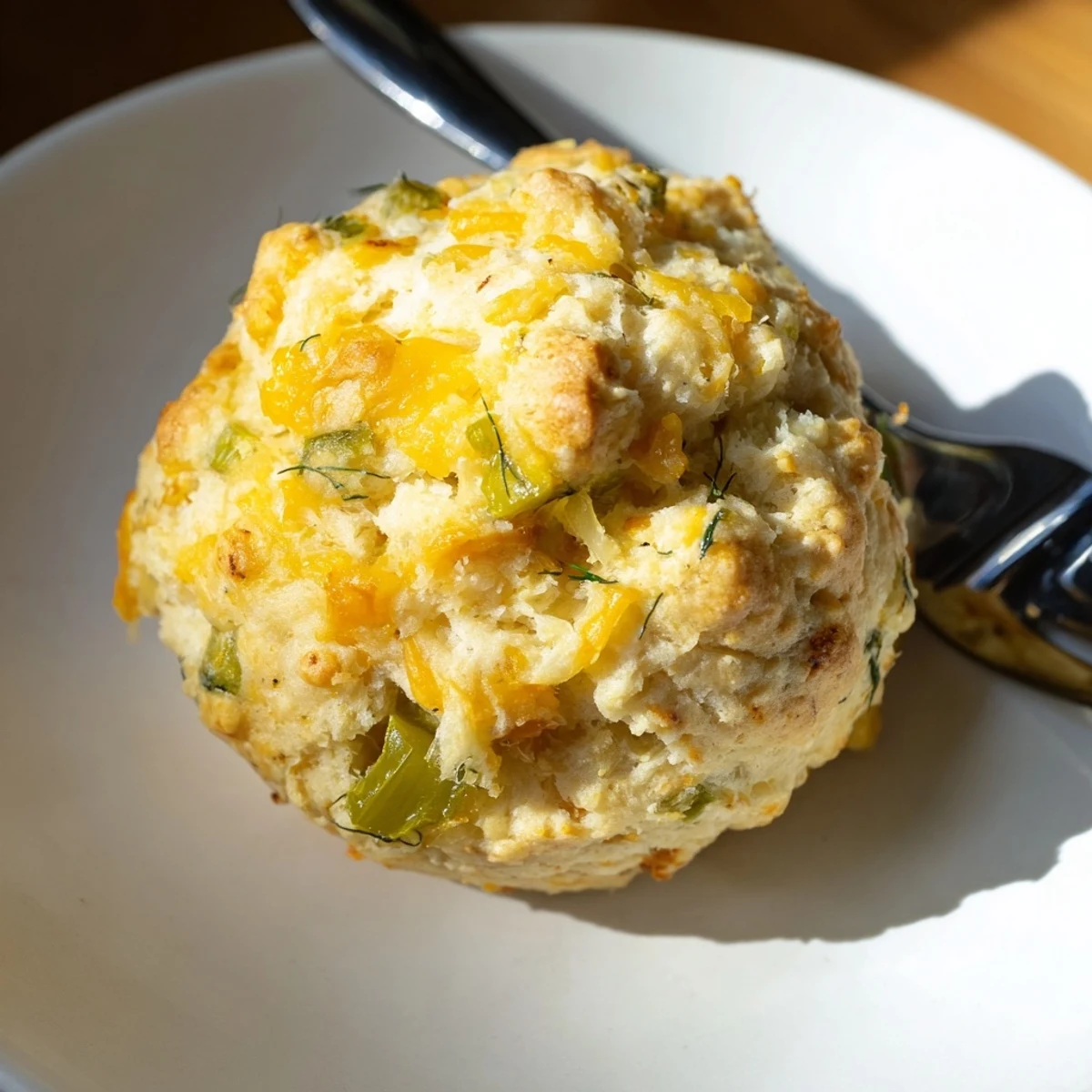 Savory Dill Pickle Jalapeño Biscuit Muffins topped with melted cheese, perfect for brunch.  