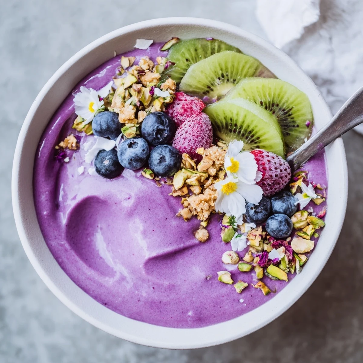 Enjoy creamy smoothie bowls topped with granola and edible flowers for extra flair.