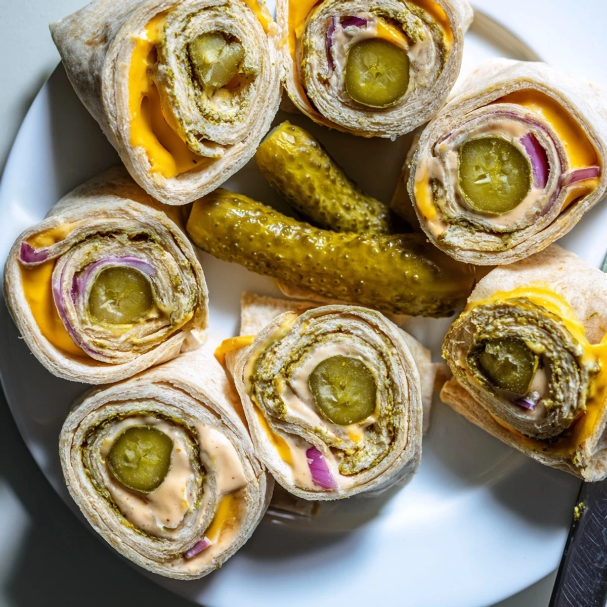 Deliciously tangy Pickle-in-a-Blanket with vibrant dill and creamy cheese bliss.