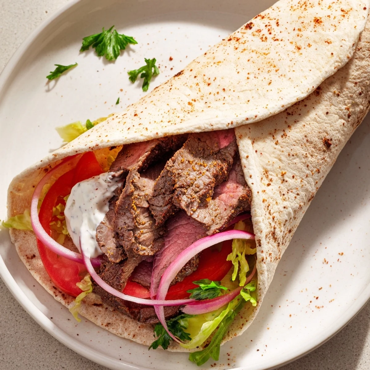Beef Shawarma Wraps Creamy Sauce