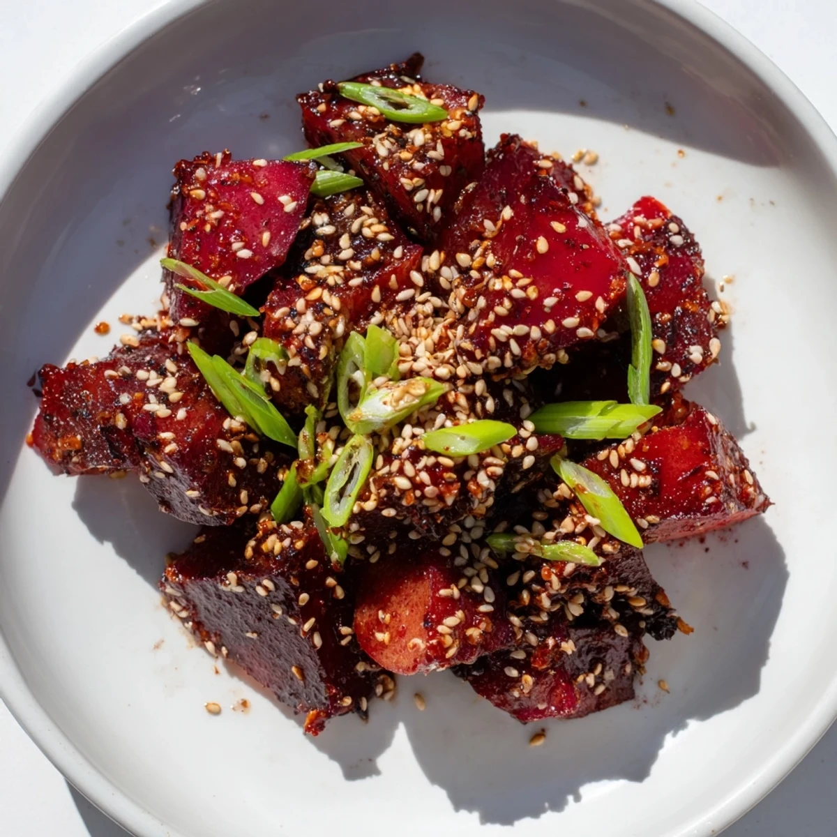 Vibrant image of caramelized miso roasted winter vegetables, a flavorful and easy side dish.