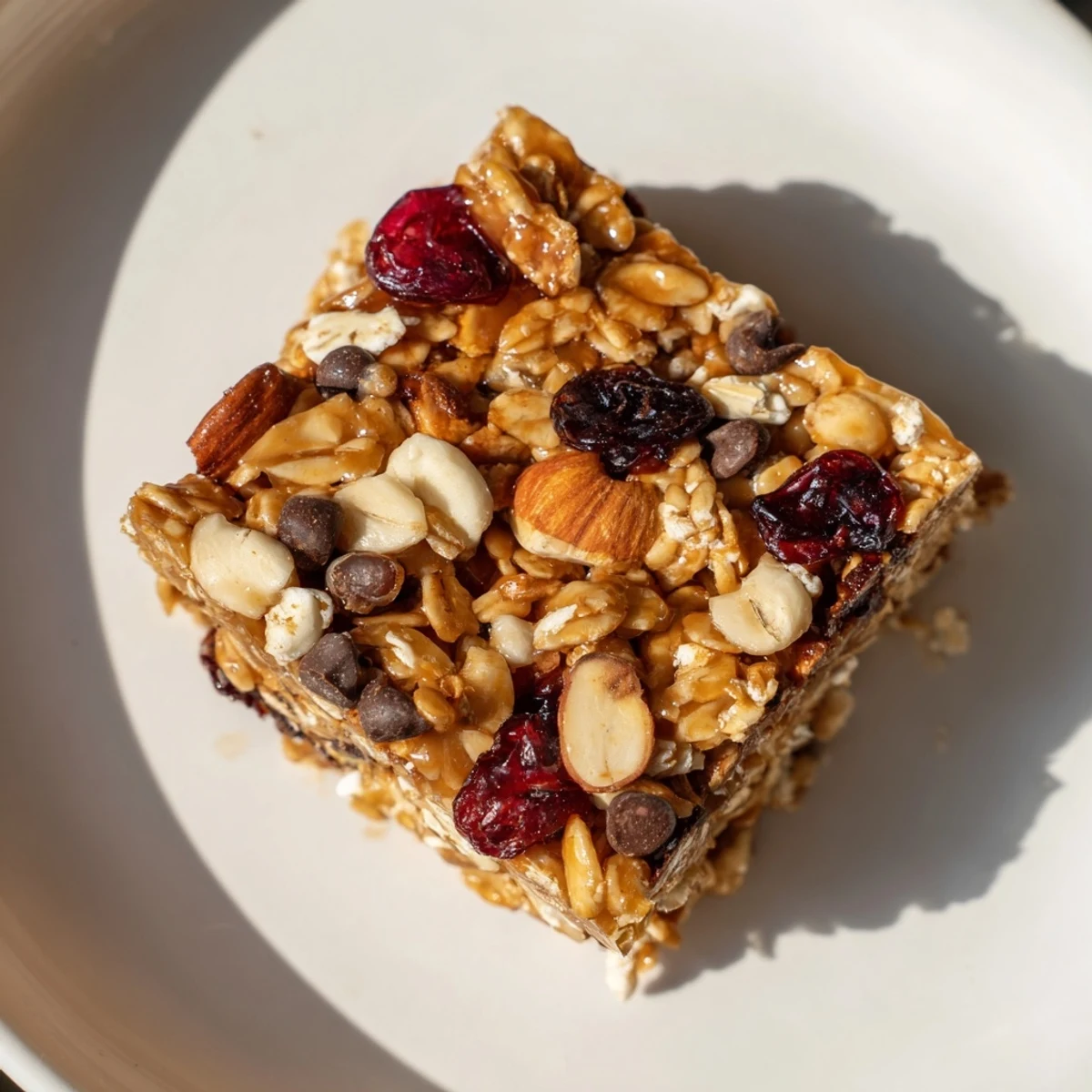 Warm, golden Homemade Granola Bars, chewy with oats and nuts, perfect for an afternoon treat.