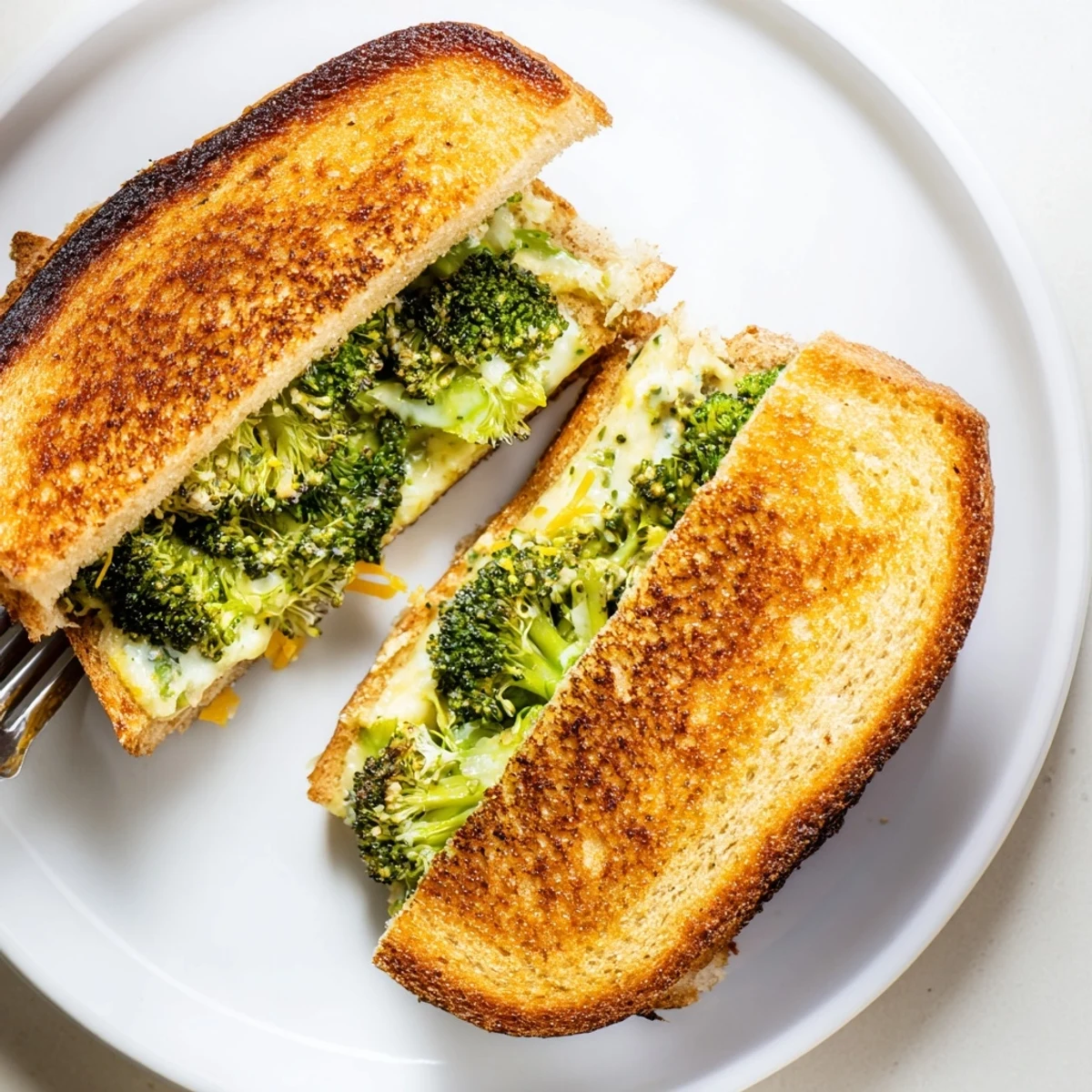 Crispy layers of air fryer broccoli cheddar stuffed grilled cheese, perfect served with tomato soup.