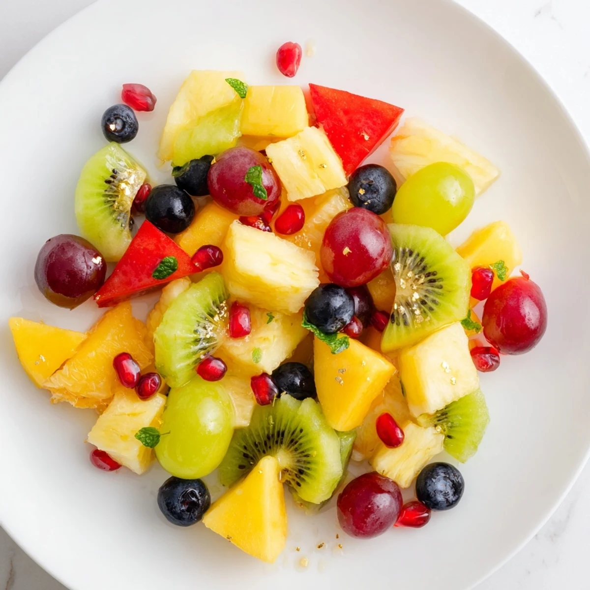 Golden pineapple and jewels of fruit on a Three Kings Royal Fruit Platter, perfect to share.