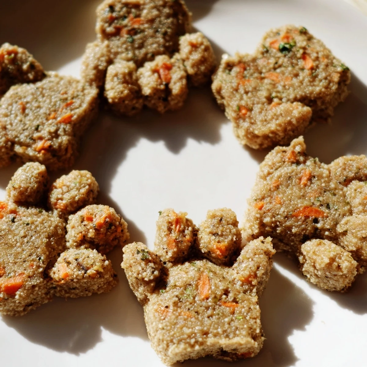 A batch of golden-brown Friendly Dog Paw Treats, ready to share with your excited canine friend.