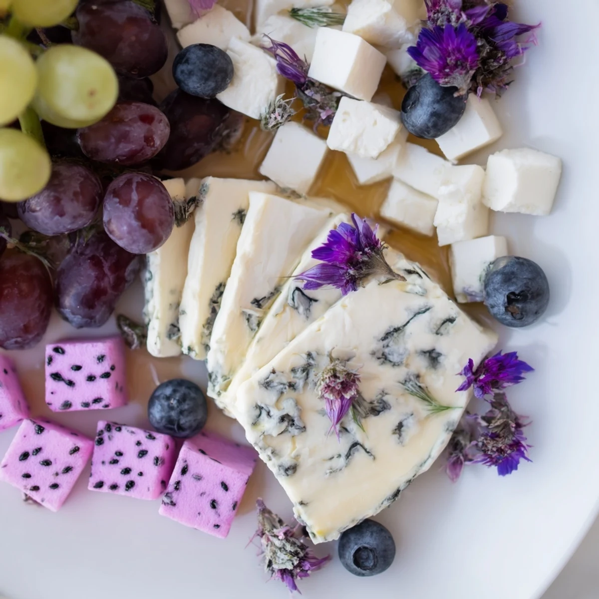 Imagine the flavors of this Lavender Haze Dreamscape, a gorgeous cheese board ideal for sharing.