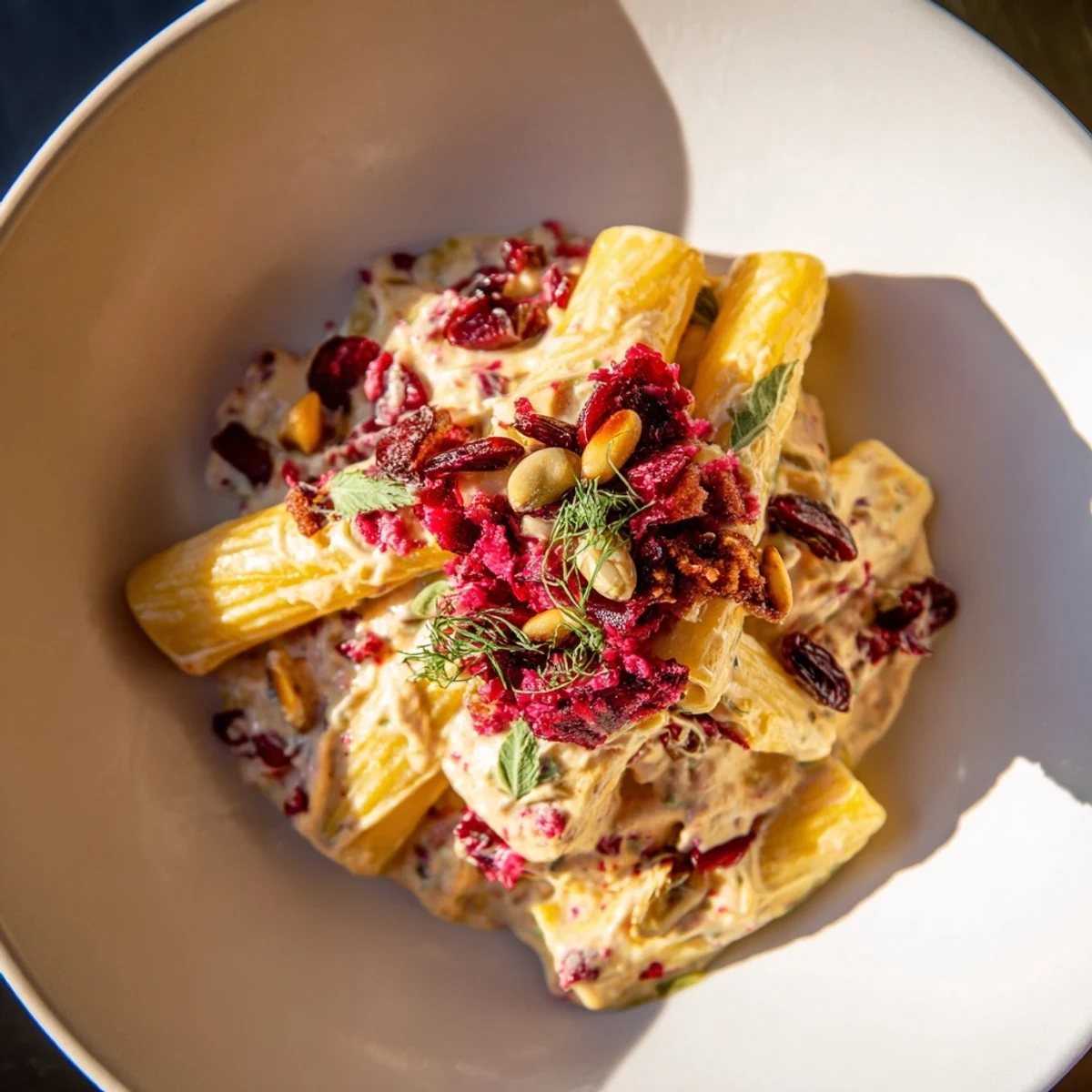 Pasta with Roasted Grapes and ricotta, showcasing sweet, blistered grapes atop perfectly cooked pasta.