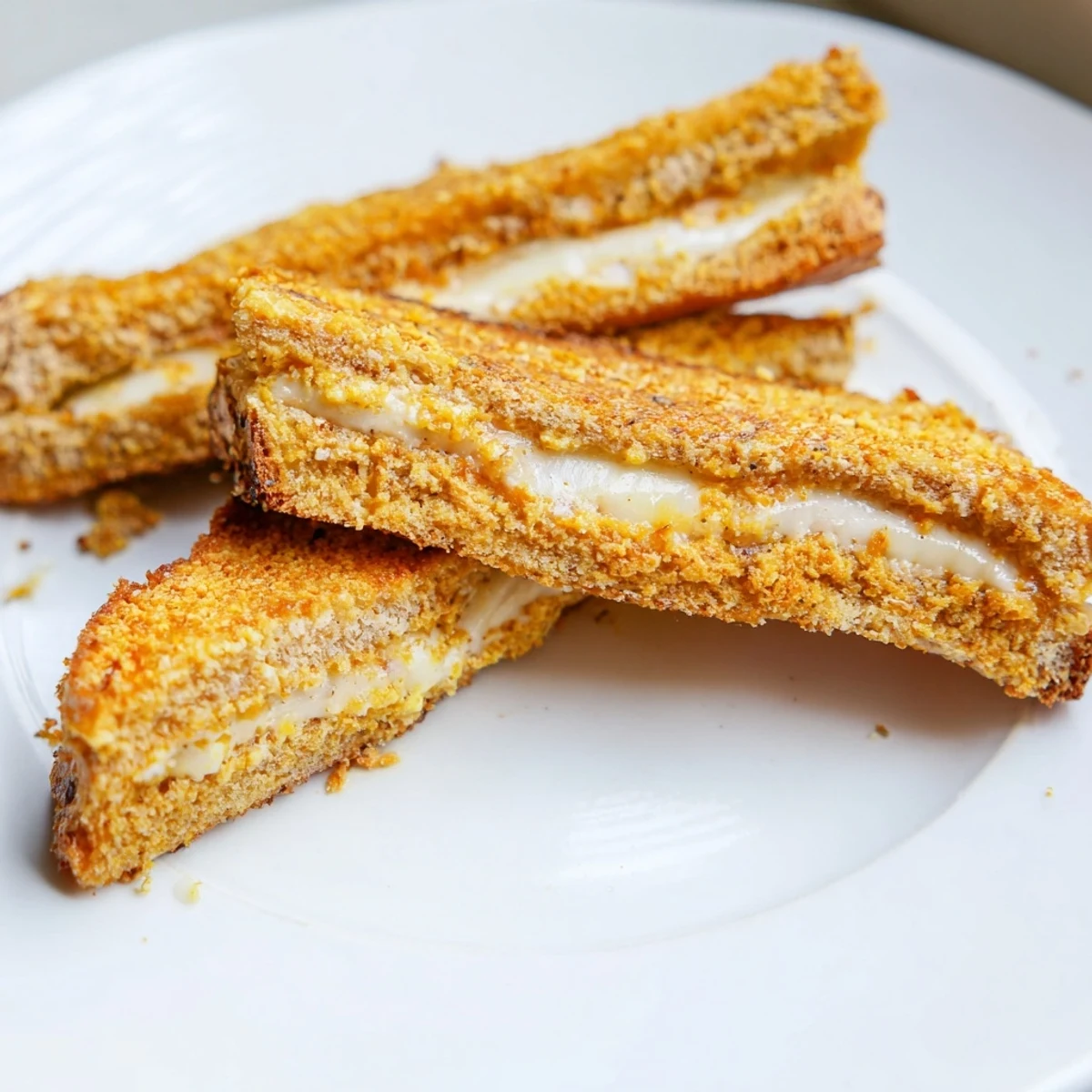 A close-up of a perfectly cooked Garlic Butter Mayo Grilled Cheese, showcasing its melty cheese pull, and golden brown bread.