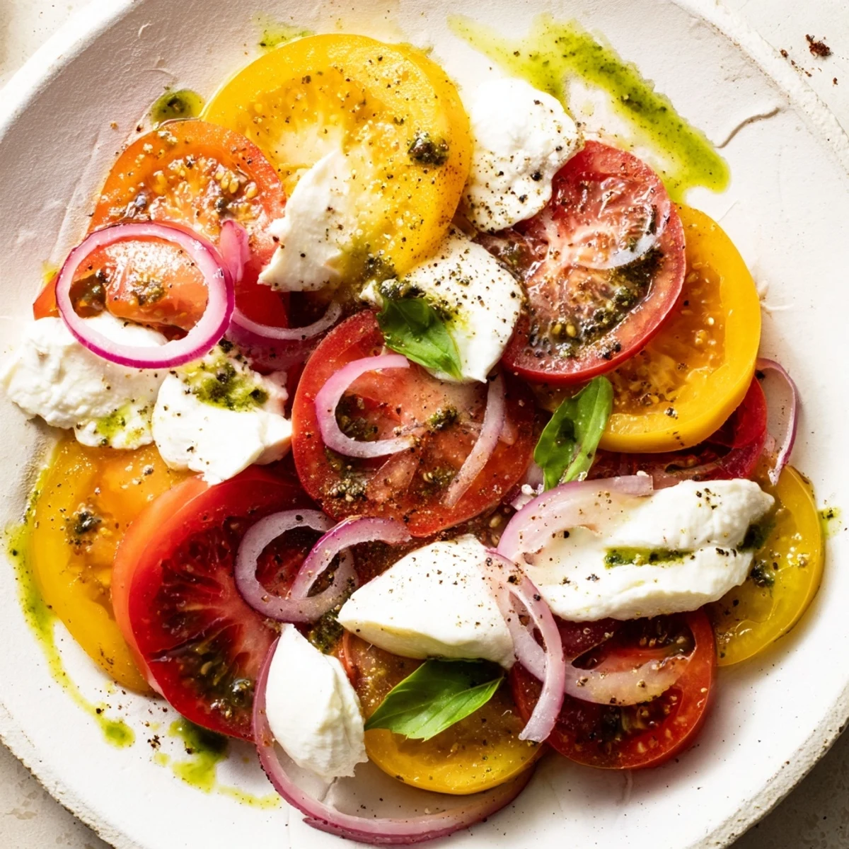 Heirloom tomatoes and fresh mozzarella star in this vibrant Summer Tomato Salad.