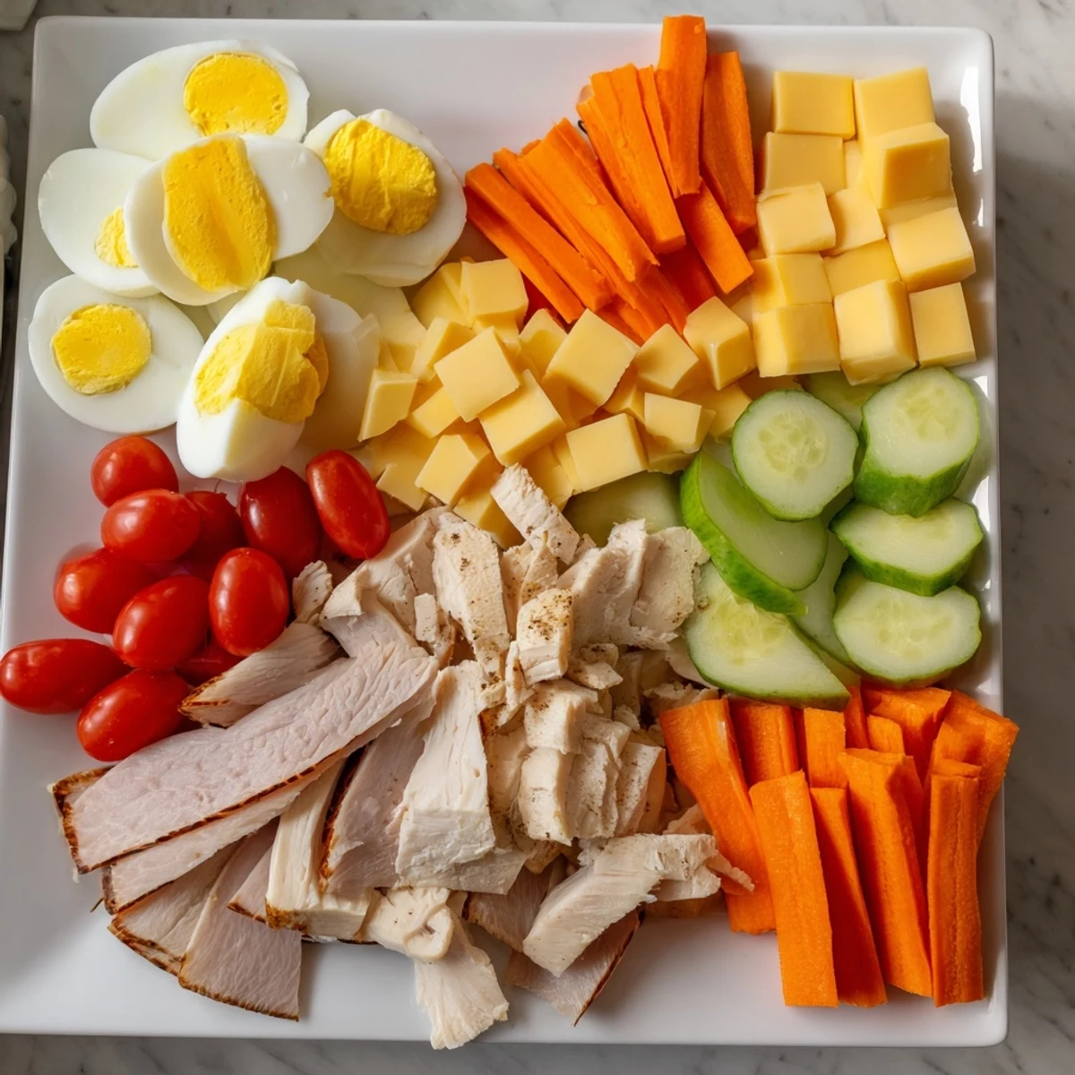 Perfectly portioned Protein Snack Boxes with hummus and gluten-free crackers for a healthy lunch.