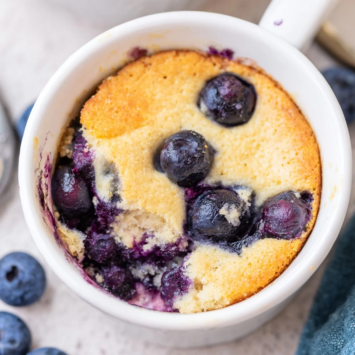 A ramekin of delicious blueberry baked oats, topped with extra blueberries, perfect hot from the oven.