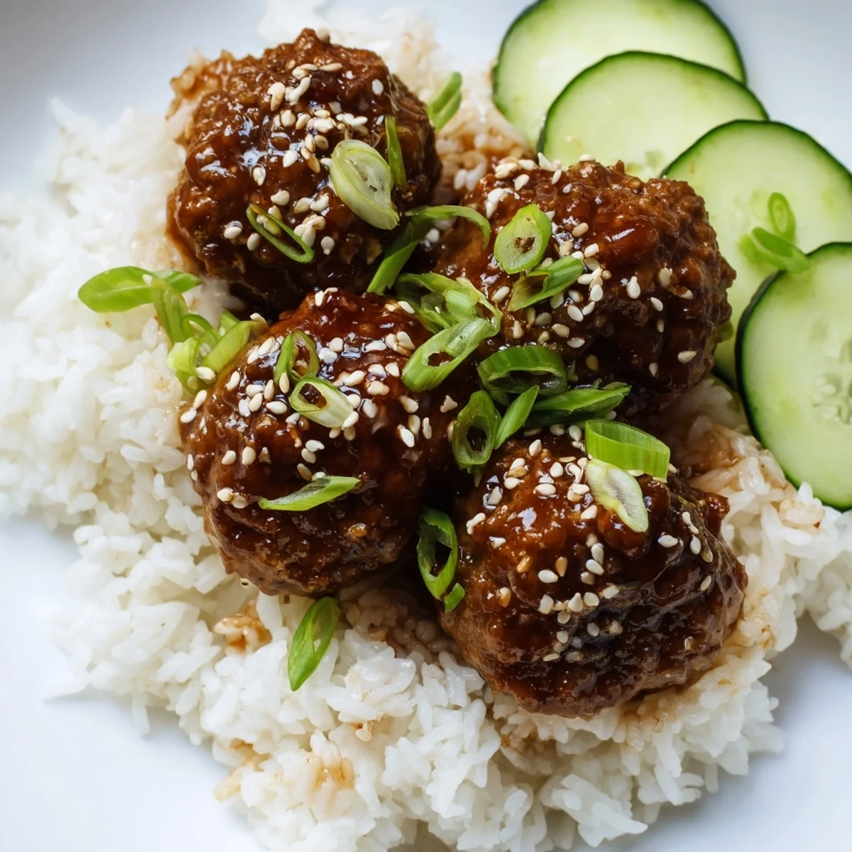 Steaming bowls of teriyaki meatball bowls, easy Japanese-inspired meal, perfect for a weeknight dinner.