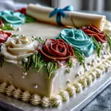 graduation sheet cake buttercream roses