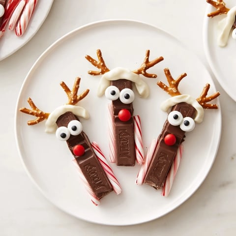 Festive Rudolph Candy Cane Sleds, a sweet treat: mini candy canes make delicious holiday sled runners.