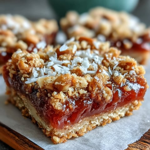 Golden-baked Guava Jam Bars with coconut macadamia oat crumble topped with vanilla ice cream.