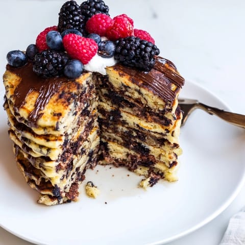 Warm, fluffy Protein Chocolate Ricotta Pancakes, a post workout breakfast indulgence on a skillet.