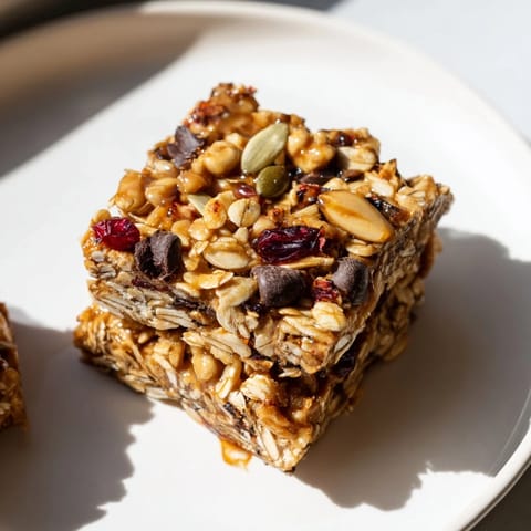 A close-up shot of freshly baked Homemade Granola Bars, offering a satisfying homemade snack.