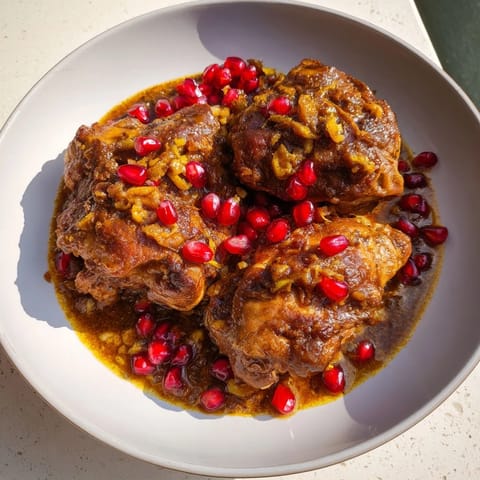 Tender chicken and a thick, glossy sauce are features of this Fesenjan Stew.