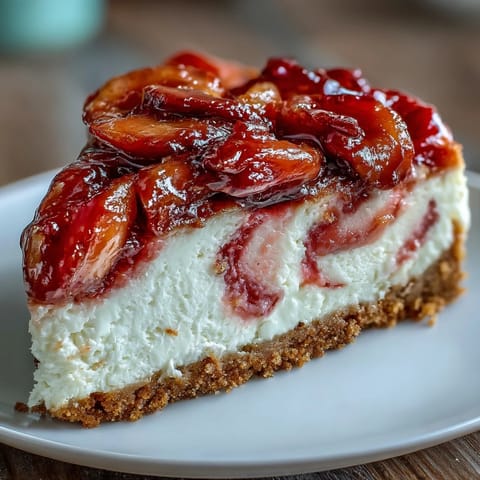 No-bake Easy Guava Swirl Cheesecake with a golden biscuit crust and vibrant pink fruit ribbons. 