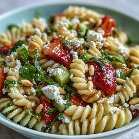 Spring Pasta Strawberries Feta Arugula