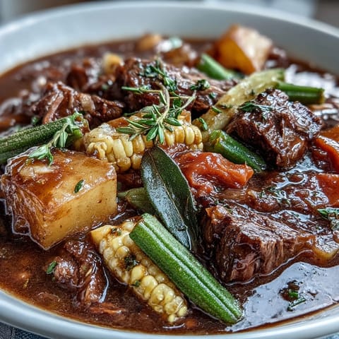 Hearty Kentucky Derby Burgoo Stew, a thick, rich Southern comfort food.