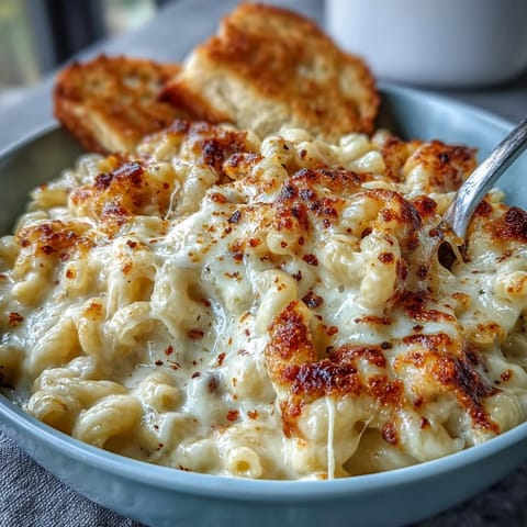 Creamy one-pot mac and cheese, bubbling with melted cheddar, ready to serve.