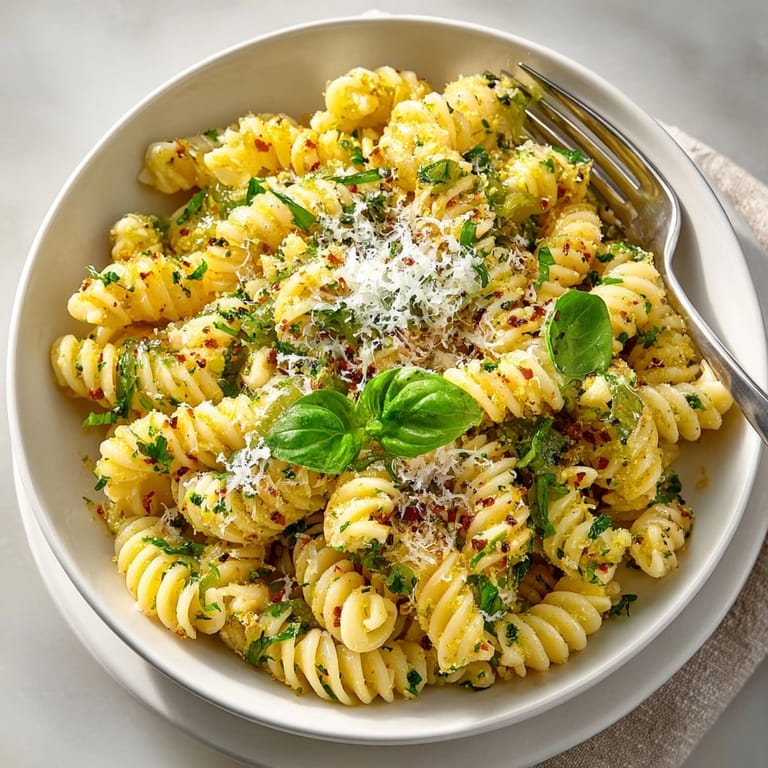 Fresh Lemon Basil Pickle Pasta: Smell bright lemon and herbaceous basil in this comforting dish.