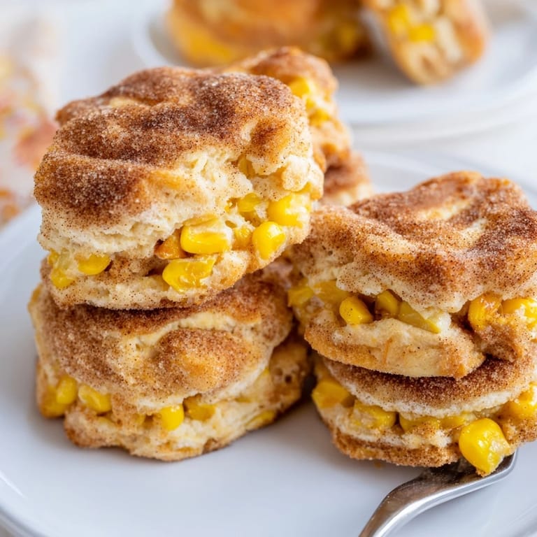 Fluffy cinnamon sugar sweet corn biscuits served warm, a delightful breakfast treat.