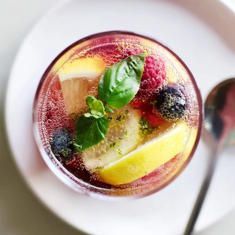 Sparkling kombucha-inspired mocktail creation bursting with flavors and effervescence, perfect for parties.