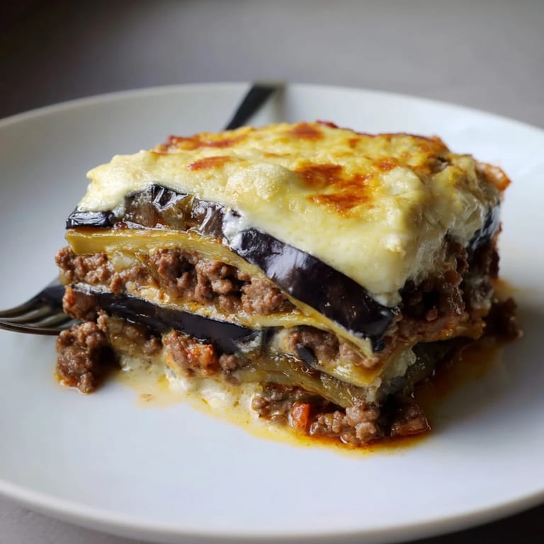 Classic Moussaka with Beef & Eggplant, a flavorful Greek dish perfect for gatherings.