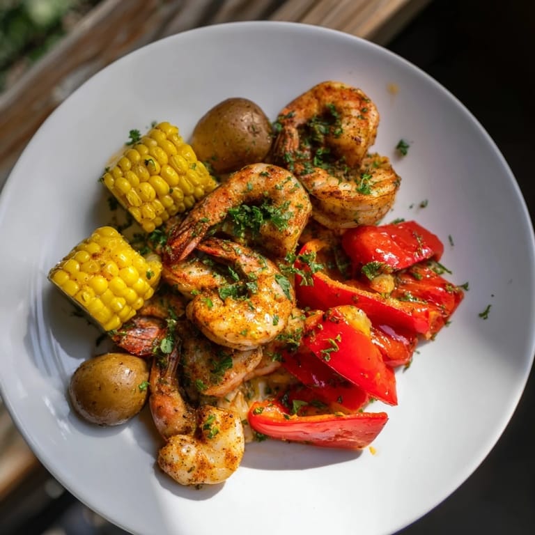 Enjoy this flavorful Cajun Shrimp & Sweet Corn Platter with juicy shrimp and a delightful smoky taste.