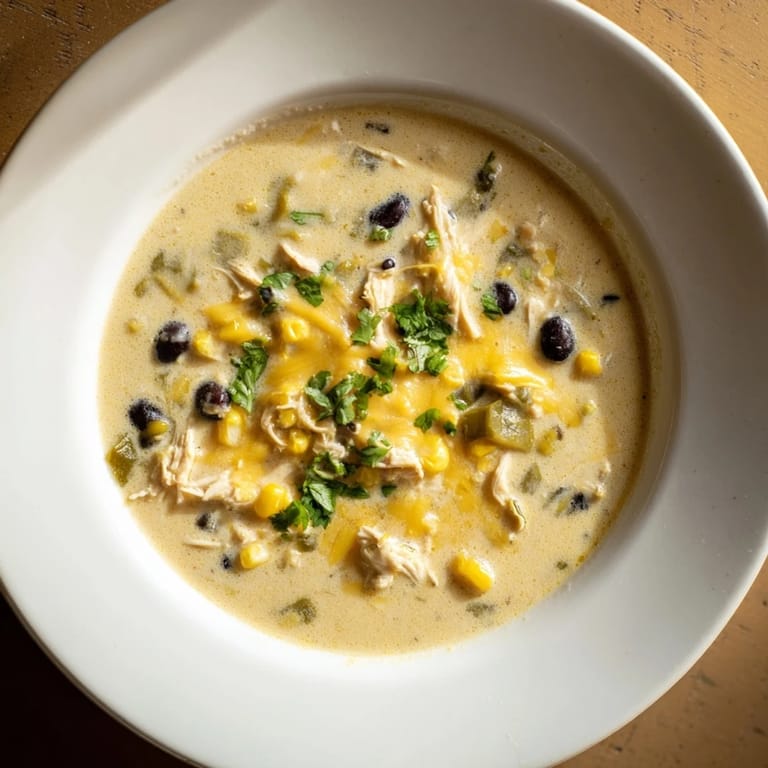 This creamy Chicken Poblano Soup features tender chicken, smoky peppers, and a perfect blend of spices.