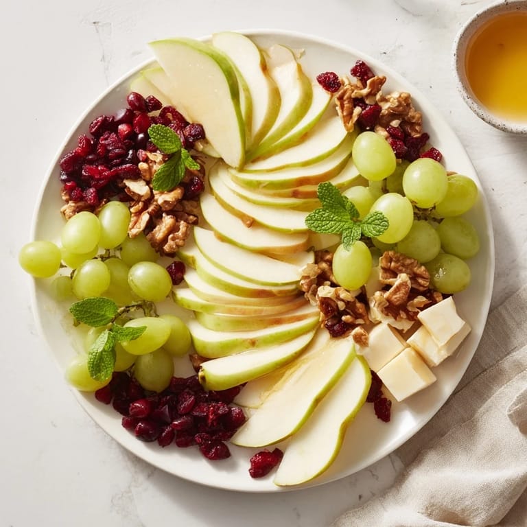 Honey-drizzled Apple Orchard Fruit Board with a delightful combination of sweet and savory elements, ready to serve!