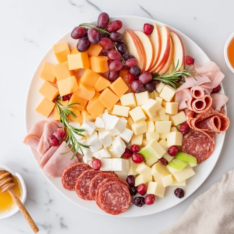 A delicious fall appetizer: this maple leaf grazing tray offers a delicious assortment of flavors in a beautiful arrangement.