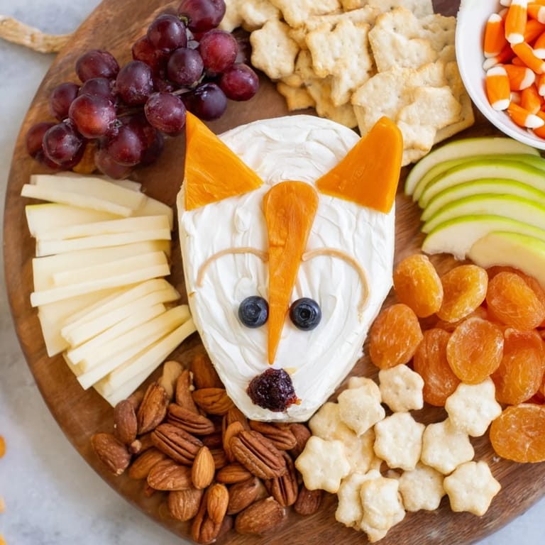 This autumn-themed Whimsical Fox Fall Treat Board offers a delicious array of sweet and savory fall flavors.