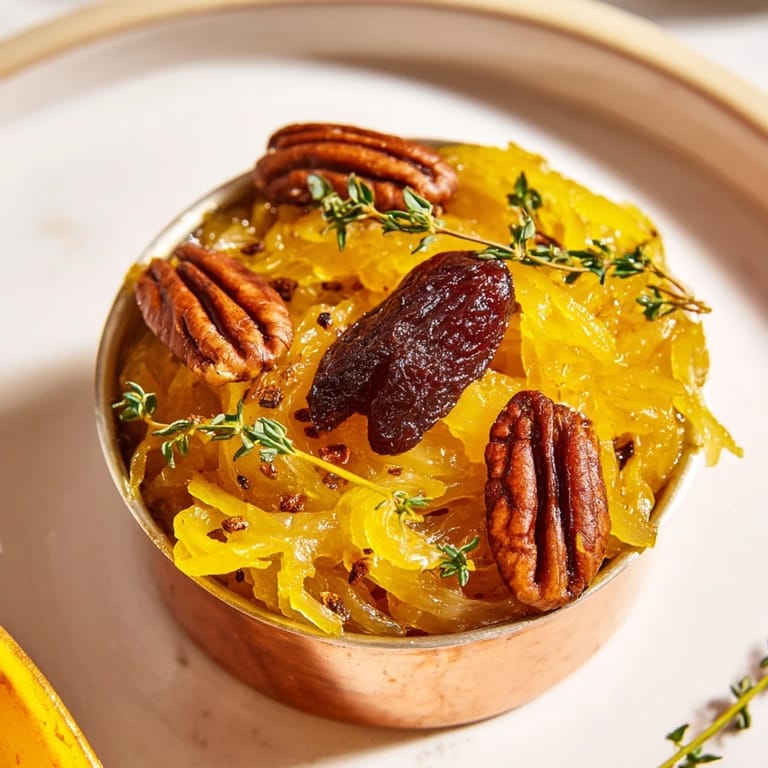 Close-up of a rustic Copper Kettle appetizer, showcasing ingredients like honey-glazed pecans and sweet dates.