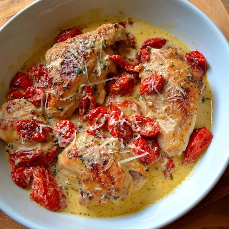 Grated Parmesan "snow" finishes this romantic Marry Me Chicken, a creamy, savory, Italian-inspired dish.