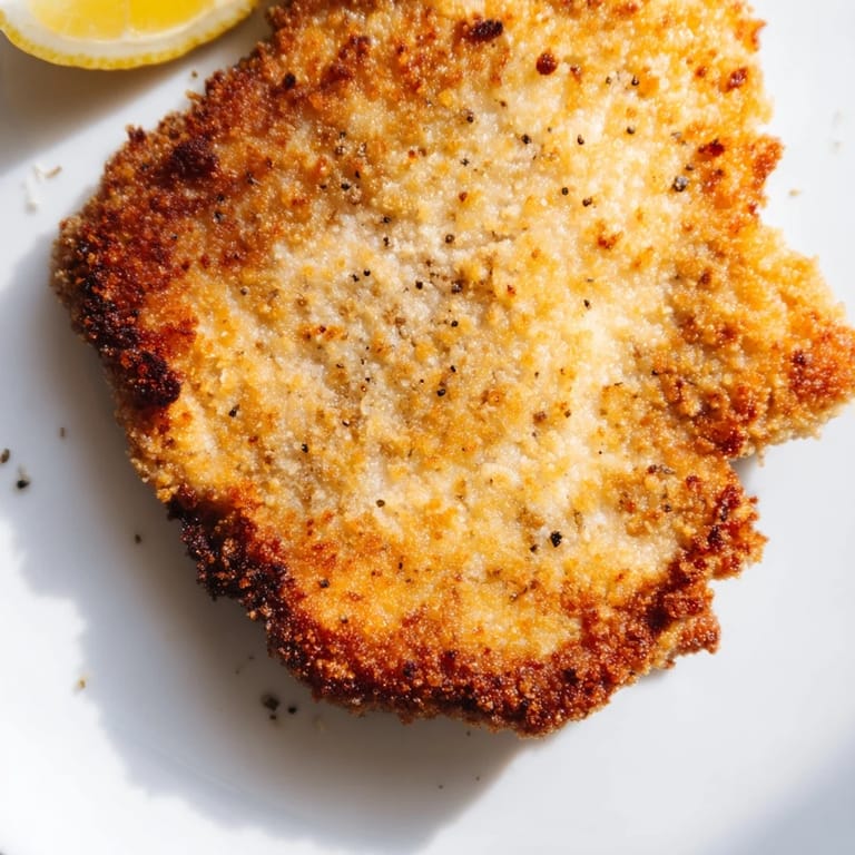 This image shows a perfectly cooked German Schnitzel Cutlet, a delightful classic meal.