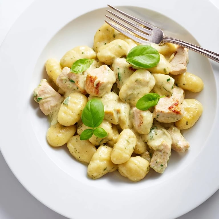 Savory bites of chicken and potato gnocchi mingle in a rich, creamy sauce, with garlic and Parmesan enhancing the Italian flavors.