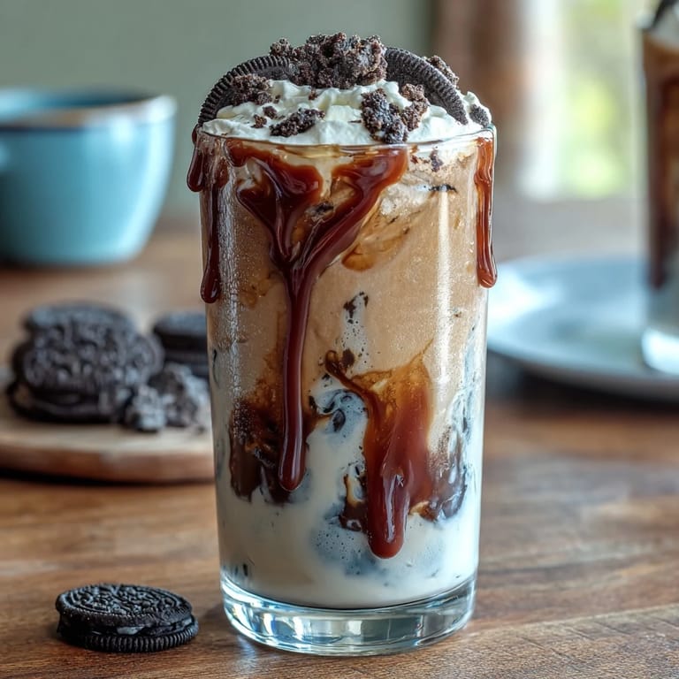 Decadent cookies and cream cold brew topped with whipped cream and cookie crumbles for a dessert-like coffee treat.