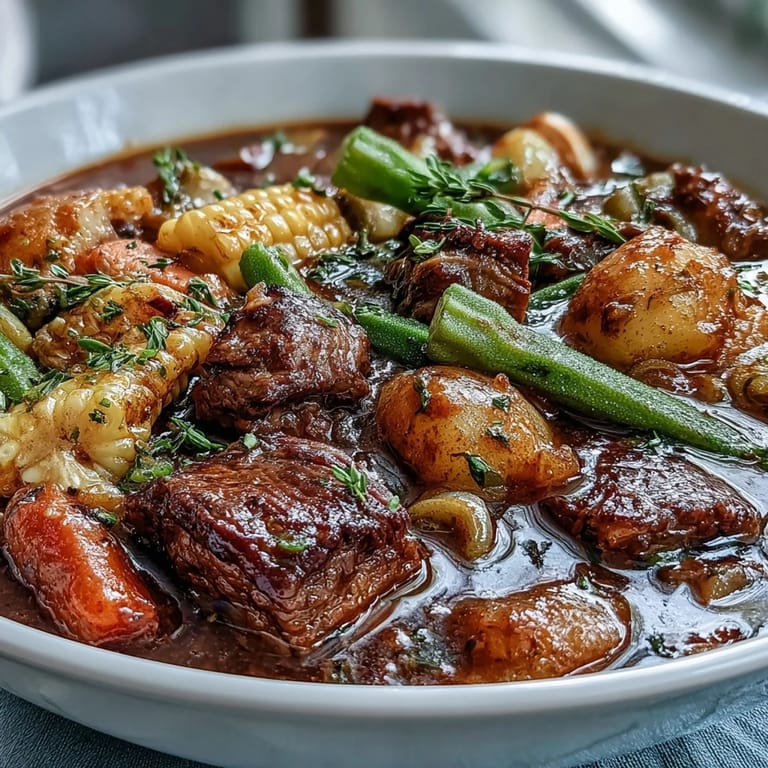 Slow-simmered Kentucky Derby Burgoo Stew packed with tender meats and vegetables, delicious.