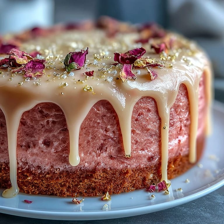Bridal Shower Rosé Velvet Cake with Gold Drip: Romantic pink velvet cake with rosé infusion, crowned with luxurious edible gold drip for bridal celebrations.