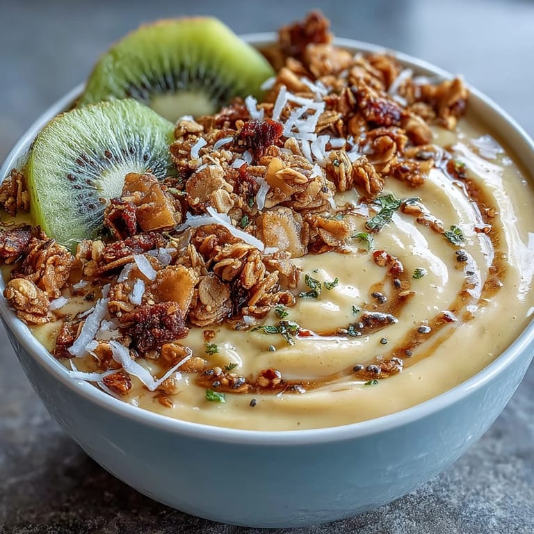 Creamy mango bowl, spicy chili lime, perfect breakfast treat.