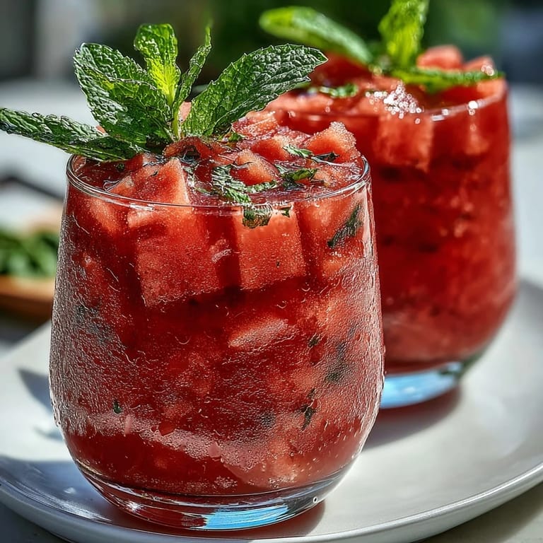 Creamy Watermelon Mint Frosé recipe blending watermelon and mint for a delicious frozen treat.