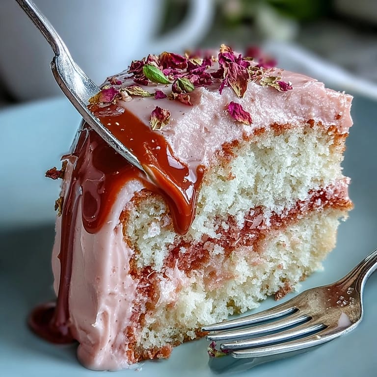 Decadent Rosé Velvet Cake, showcasing a delicate pink hue and luxurious edible gold drip.