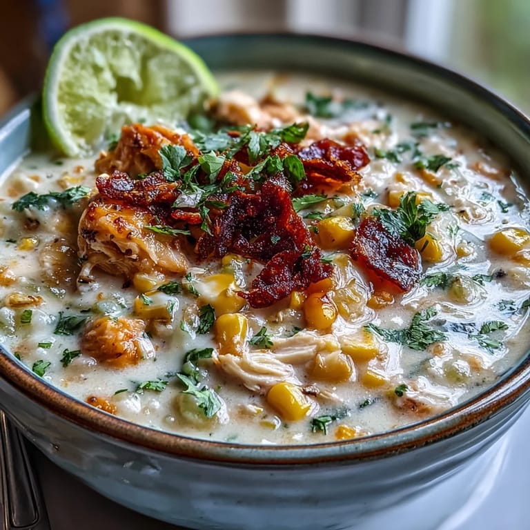 Delicious Street Corn Chicken Chowder, brimming with tender chicken and corn.