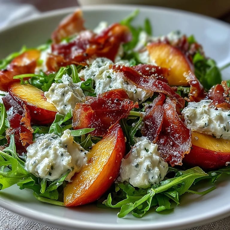 Elegant Peach Burrata Prosciutto Salad ready in 15 minutes for easy entertaining.
